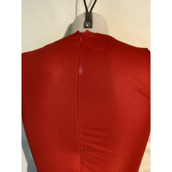 5023 NWOT Rare London Sleeveless Mesh Blur Maxi Dress in Red Size Extra Small/2 - Picture 3 of 10